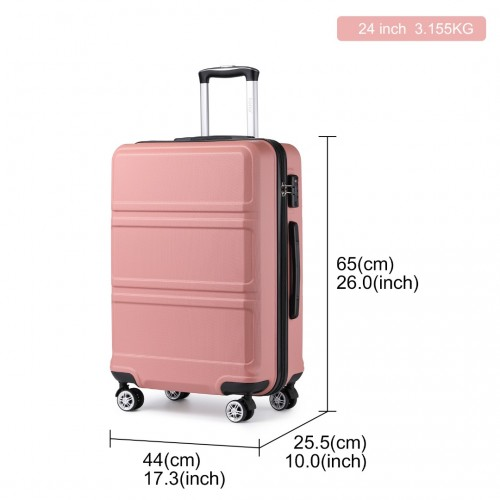 Kono ABS 24 Inch Sculpted Horizontal Design Suitcase - Nude