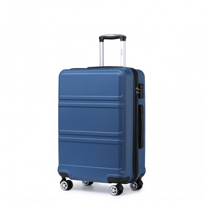 Kono 24 Inch Sculpted Horizontal Design Suitcase - Navy Blue | Durable ABS Material | TSA Lock