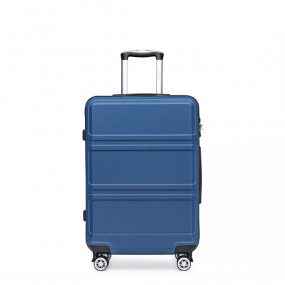 Kono 24 Inch Sculpted Horizontal Design Suitcase - Navy Blue | Durable ABS Material | TSA Lock