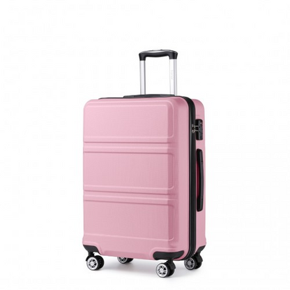 Kono ABS 20 Inch Sculpted Horizontal Design Cabin Luggage - Pink | Lightweight & Durable Travel Suitcase