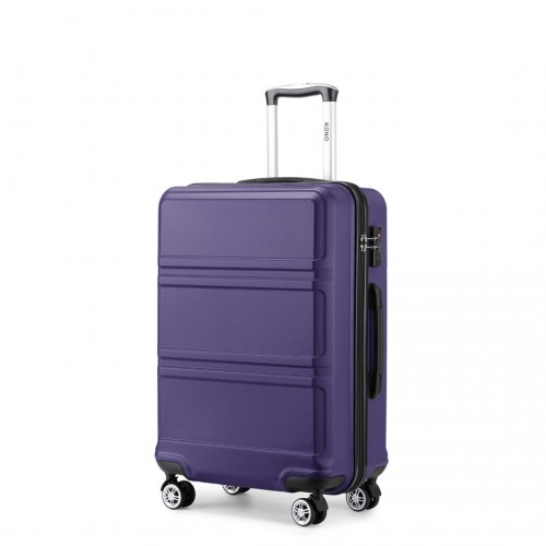 Kono ABS 20 Inch Sculpted Horizontal Design Cabin Luggage - Purple, Durable and Stylish Travel Suitcase