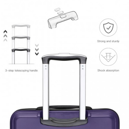 Kono ABS 20 Inch Sculpted Horizontal Design Cabin Luggage - Purple, Durable and Stylish Travel Suitcase