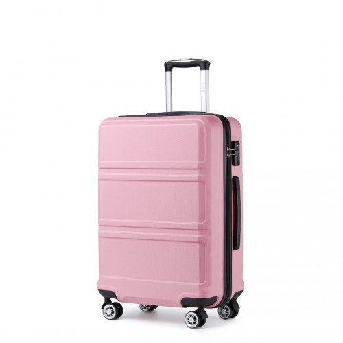 Kono ABS 24 Inch Sculpted Horizontal Design Suitcase - Pink