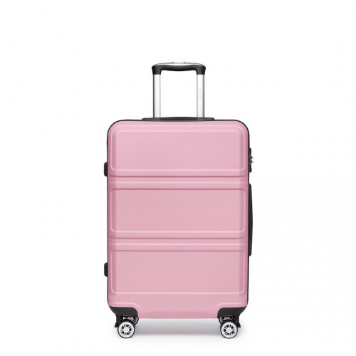 Kono ABS 24 Inch Sculpted Horizontal Design Suitcase - Pink