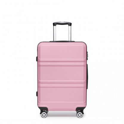 Kono ABS 24 Inch Sculpted Horizontal Design Suitcase - Pink
