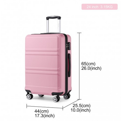 Kono ABS 24 Inch Sculpted Horizontal Design Suitcase - Pink