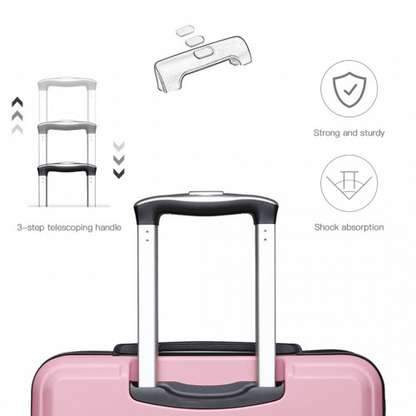 Kono ABS 24 Inch Sculpted Horizontal Design Suitcase - Pink