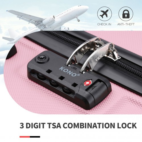 Kono ABS 24 Inch Sculpted Horizontal Design Suitcase - Pink