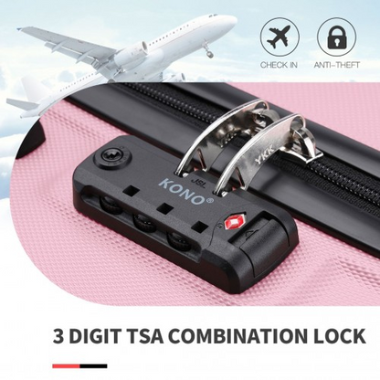 Kono ABS 24 Inch Sculpted Horizontal Design Suitcase - Pink