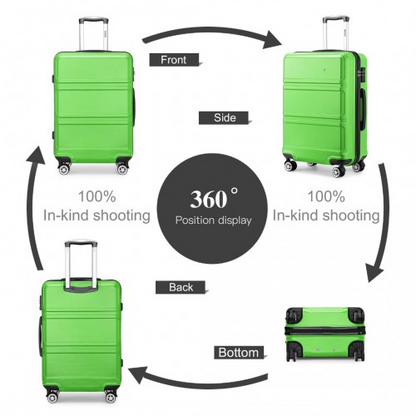 Kono ABS 24 Inch Sculpted Horizontal Design Suitcase - Green | Durable Material, Telescopic Handle, TSA Lock