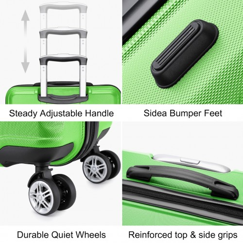 Kono ABS 24 Inch Sculpted Horizontal Design Suitcase - Green | Durable Material, Telescopic Handle, TSA Lock