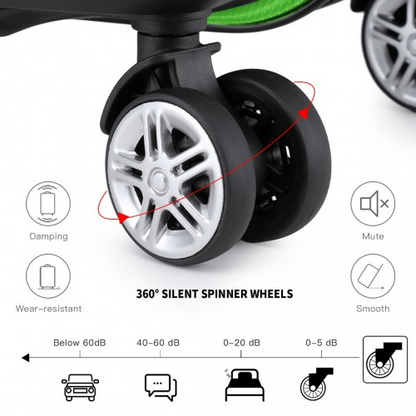 Kono ABS 24 Inch Sculpted Horizontal Design Suitcase - Green | Durable Material, Telescopic Handle, TSA Lock