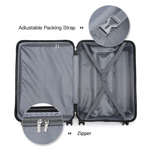 Kono ABS 24 Inch Sculpted Horizontal Design Suitcase - Green | Durable Material, Telescopic Handle, TSA Lock