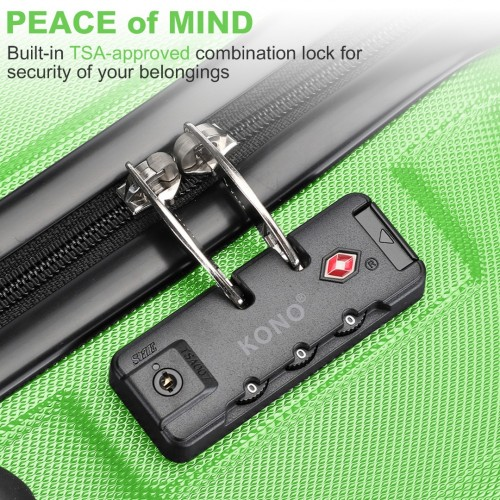 K1871-1L - Kono ABS 28 Inch Sculpted Horizontal Design Suitcase - Green