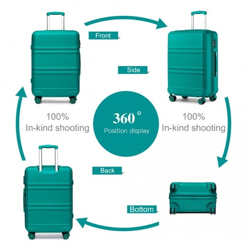 Kono ABS 20 Inch Sculpted Horizontal Design Cabin Luggage - Teal