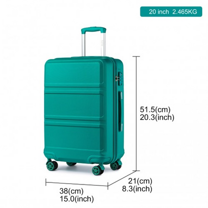 Kono ABS 20 Inch Sculpted Horizontal Design Cabin Luggage - Teal