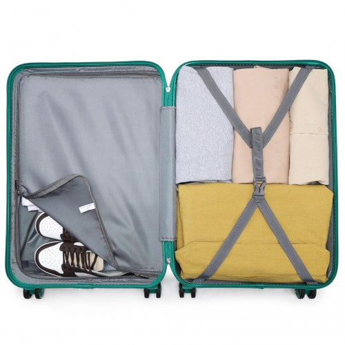 Kono ABS 20 Inch Sculpted Horizontal Design Cabin Luggage - Teal