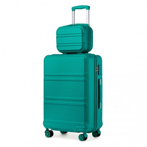 Kono ABS 4 Wheel Suitcase Set with Vanity Case - Teal