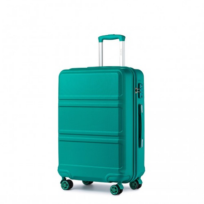 Kono ABS 24 Inch Sculpted Horizontal Design Suitcase - Teal | Durable & Stylish Travel Companion