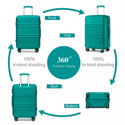 Kono ABS 24 Inch Sculpted Horizontal Design Suitcase - Teal | Durable & Stylish Travel Companion