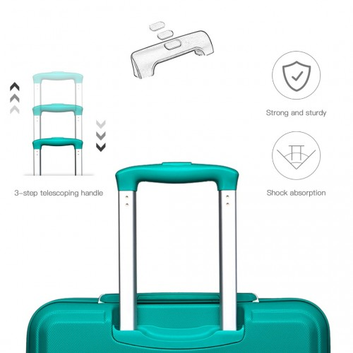 Kono ABS 24 Inch Sculpted Horizontal Design Suitcase - Teal | Durable & Stylish Travel Companion