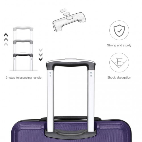 Kono ABS 24 Inch Sculpted Horizontal Design Suitcase - Durable & Stylish Purple Luggage with TSA Lock & 360° Swivel Wheels