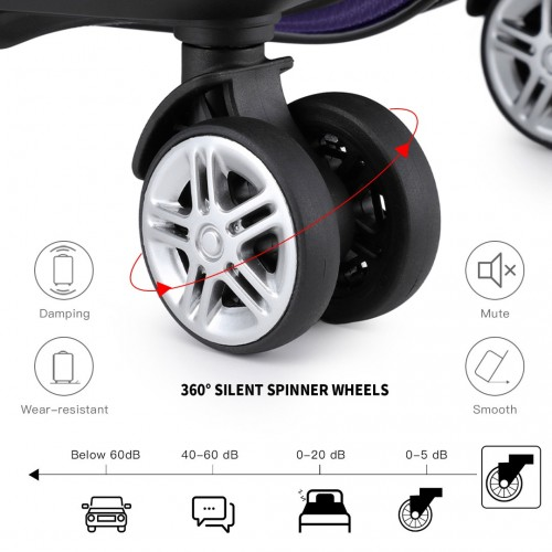 Kono ABS 24 Inch Sculpted Horizontal Design Suitcase - Durable & Stylish Purple Luggage with TSA Lock & 360° Swivel Wheels