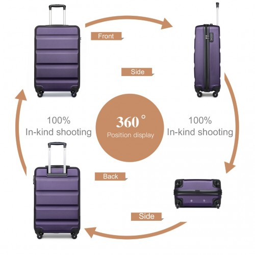 Kono 19 Inch Cabin Size Carry On Suitcase - Lightweight ABS Hardshell with TSA Lock - Purple Travel Companion
