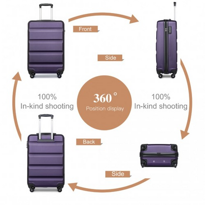 Kono 19 Inch Cabin Size Carry On Suitcase - Lightweight ABS Hardshell with TSA Lock - Purple Travel Companion