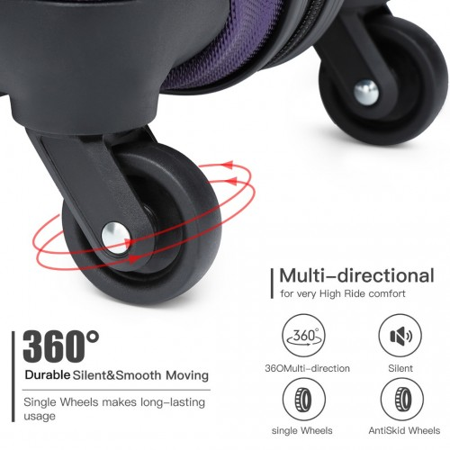 Kono 19 Inch Cabin Size Carry On Suitcase - Lightweight ABS Hardshell with TSA Lock - Purple Travel Companion