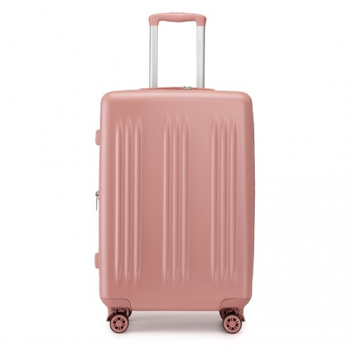 Kono 24 Inch Sleek Striped Check-In Suitcase - Expandable Durable ABS+PC Luggage with Spinner Wheels & TSA Lock - Nude