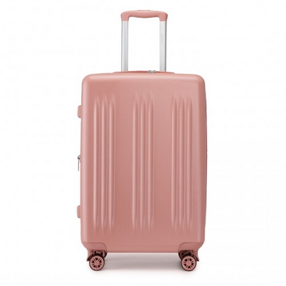 Kono 24 Inch Sleek Striped Check-In Suitcase - Expandable Durable ABS+PC Luggage with Spinner Wheels & TSA Lock - Nude