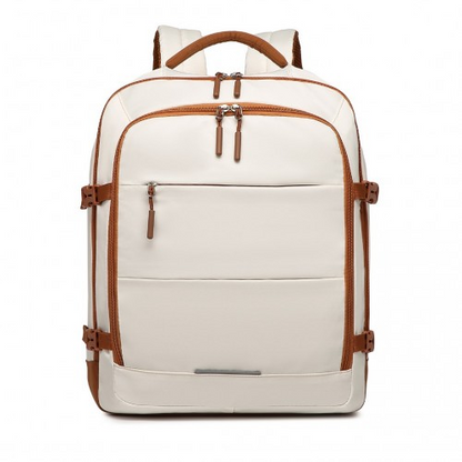 Kono Premium Carry-On Travel Backpack with Suitcase-Style Opening - High-Capacity Cabin Bag, Beige and Brown