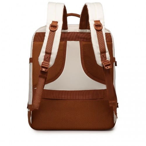 Kono Premium Carry-On Travel Backpack with Suitcase-Style Opening - High-Capacity Cabin Bag, Beige and Brown