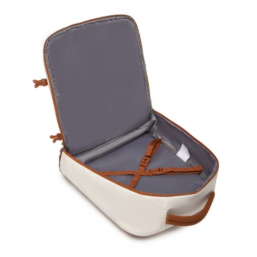 Kono Premium Carry-On Travel Backpack with Suitcase-Style Opening - High-Capacity Cabin Bag, Beige and Brown