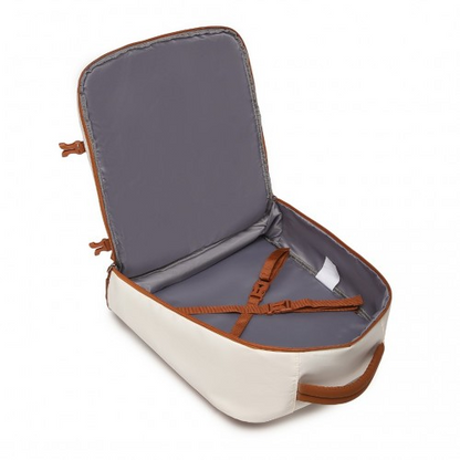 Kono Premium Carry-On Travel Backpack with Suitcase-Style Opening - High-Capacity Cabin Bag, Beige and Brown