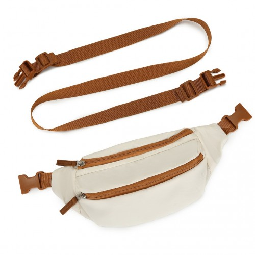 Kono Ultimate Traveler's Backpack with Detachable Waist Pack and USB/Type-C Ports - Beige/Brown