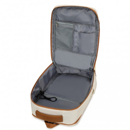 Kono Ultimate Traveler's Backpack with Detachable Waist Pack and USB/Type-C Ports - Beige/Brown