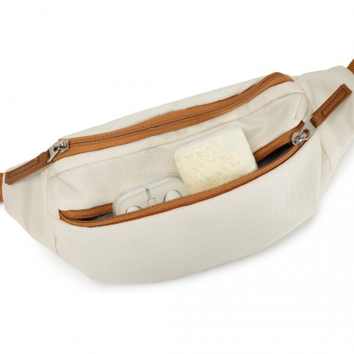 Kono Ultimate Traveler's Backpack with Detachable Waist Pack and USB/Type-C Ports - Beige/Brown