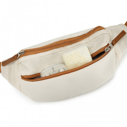 Kono Ultimate Traveler's Backpack with Detachable Waist Pack and USB/Type-C Ports - Beige/Brown