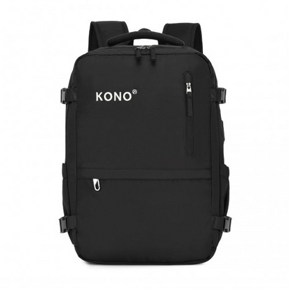 Kono Ultimate Traveler's Backpack with Detachable Waist Pack & Charging Ports - Black