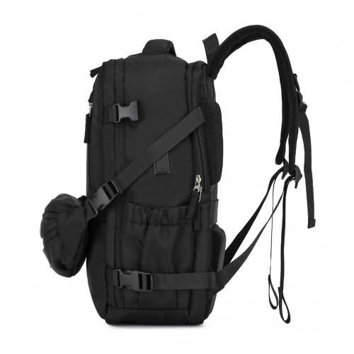 Kono Ultimate Traveler's Backpack with Detachable Waist Pack & Charging Ports - Black