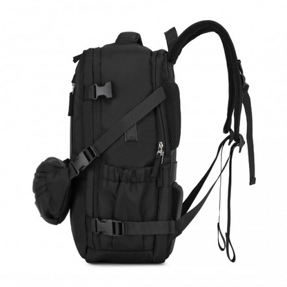 Kono Ultimate Traveler's Backpack with Detachable Waist Pack & Charging Ports - Black