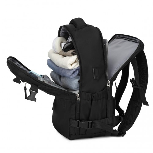 Kono Ultimate Traveler's Backpack with Detachable Waist Pack & Charging Ports - Black