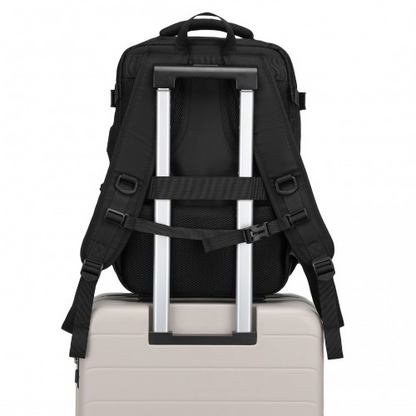 Kono Ultimate Traveler's Backpack with Detachable Waist Pack & Charging Ports - Black