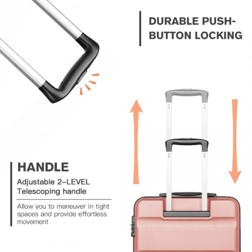 Kono 19 Inch Cabin Size Carry On Suitcase - Lightweight ABS Hardshell with Secure TSA Lock - Nude