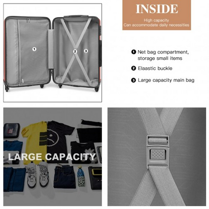 Kono 19 Inch Cabin Size Carry On Suitcase - Lightweight ABS Hardshell with Secure TSA Lock - Nude