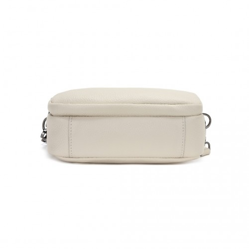 Miss Lulu Elegant Genuine Leather Crossbody Shoulder Bag with Jacquard Woven Strap - Beige And Brown | Stylish & Durable Women's Handbag