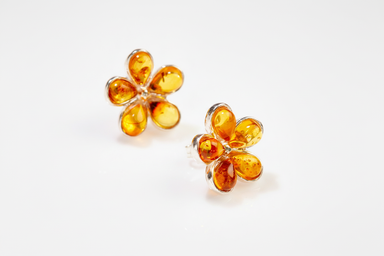 Amber Daisy Stud Earrings