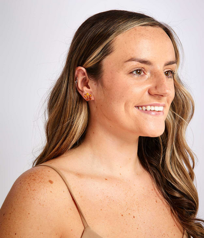 Amber Daisy Stud Earrings